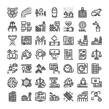 Business, web, and mobile app interface outline icons Stock Illustration