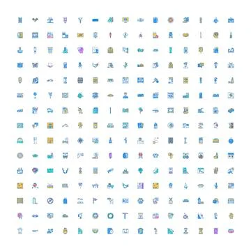 Business web application interface outline icons collection Stock Illustration