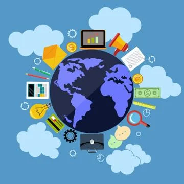 Business web applications with globe concept Stock Illustration