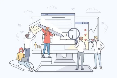Business, web development, collaboration, programming, teamwork concept Illustrazione stock