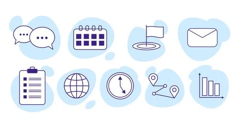 Business web icon set in flat style Stock Illustration