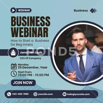 Business webinar featuring jonathan lee on starting a successful business Modello PSD