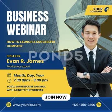 Business webinar how to launch a successful seller app Modello PSD