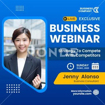 Business webinar strategy to compete with competitors featuring jenny alonso PSD Template