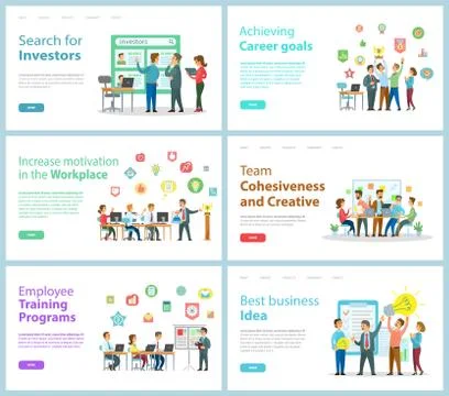 Business website template on creative ideas theme, investments, training, career Stock Illustration