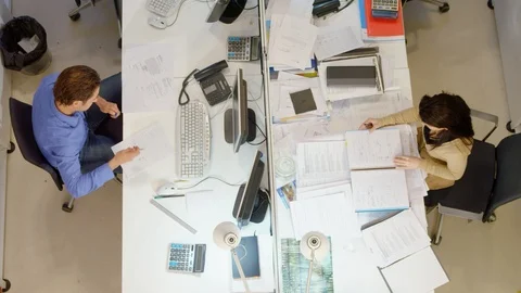 Business, White Collar Worker, Office, Desk, Working, Latin, American, And, Stock Footage 94032207
