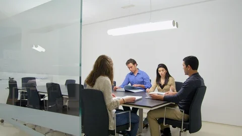 Business, White Collar Worker, Teamwork, Cooperation, Business Meeting, Stock Footage 94032657