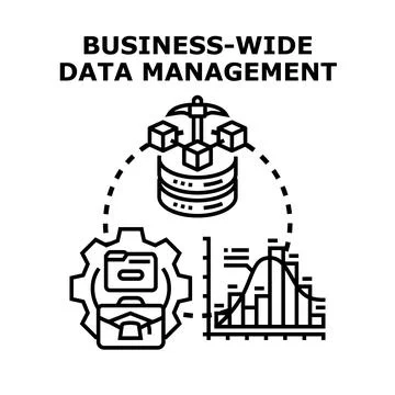 Business wide data management concept for efficient analytics Stock Illustration