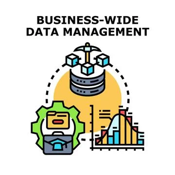 Business wide data management concept for efficient analytics Illustrazione stock