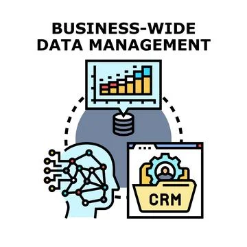 Business wide data management orchestrating crm and analytics Illustrazione stock