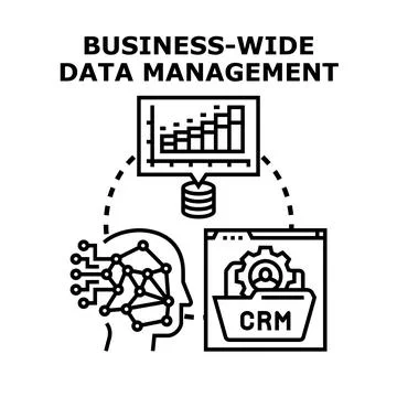 Business wide data management orchestrating crm and analytics Stock Illustration