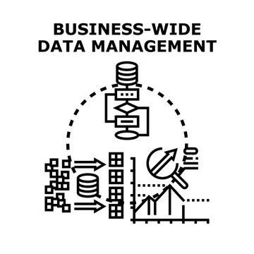 Business wide data management processing and analysis concept Stock Illustration