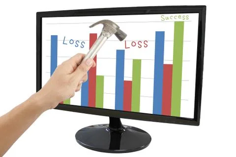 Business without loss in frame computer screen. Stock Photos