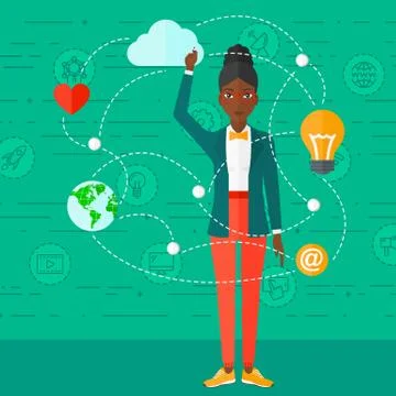 Business woman and cloud computing Stock Illustration