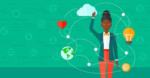 Business woman and cloud computing Illustrazione stock