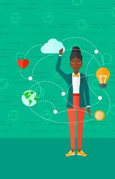 Business woman and cloud computing 스톡 일러스트