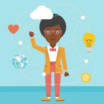 Business woman and cloud computing Stock Illustration