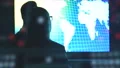 The business woman and a man talking near the display 4k or 4k+ Resolution
