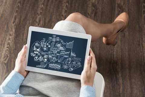 Business woman with computer tablet Stock Photos
