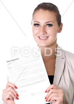 Business woman with the contract in hand Stock Photos