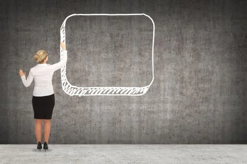 Business woman drawing on the wall. Stock Photos