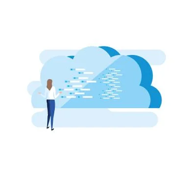Business woman elegant with cloud computing 스톡 일러스트