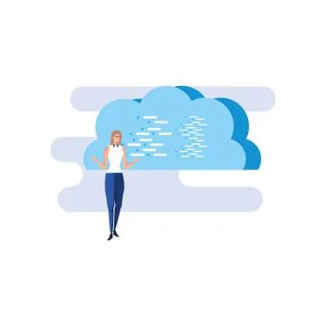 Business woman elegant with cloud computing Stock Illustration