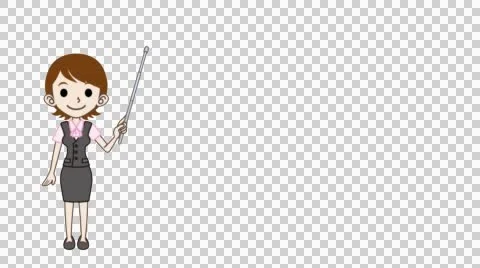 Business woman explaining with Pointer Stick-Alpha channel Stock Footage 52512811