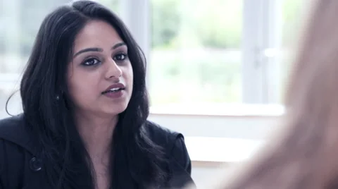 Business woman interacting with executive in cafeteria Stock Footage 59382710