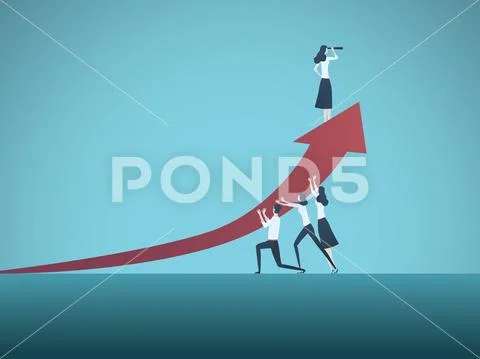 Business woman leader vector concept. Symbol of times up movement, woman in Stock Illustration