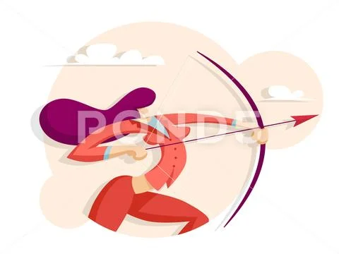 Business woman shoots archery Stock Illustration