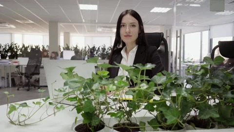 Business woman sitting at a desk Stock Footage