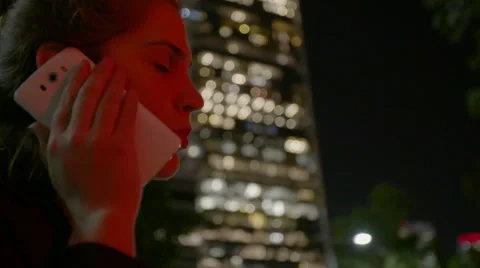 Business woman talking on the phone at night Stock Footage 59172787