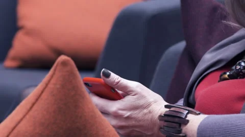 Business woman text messaging in office lobby Stock Footage 59384825