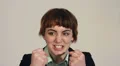 Business woman triumphant double fist pump HD Footage