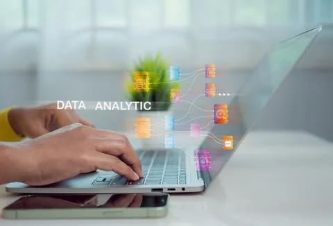 Business woman using computer for development and Analytics Data technology.. Stock Photos