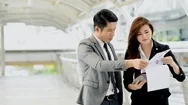 Business Woman Using Notepad With Her Team. Stock Footage