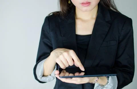 Business woman using table computer Stock Photos