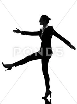 Business woman walking marching silhouette Stock Photos