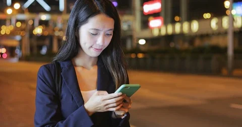 Business woman working on cellphone, mobile office concept Stock Footage
