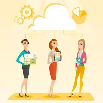 Business women and cloud computing technologies Stock Illustration