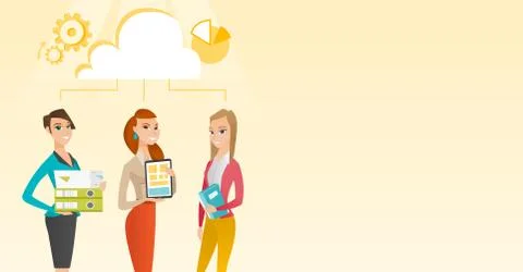 Business women and cloud computing technologies イラスト素材