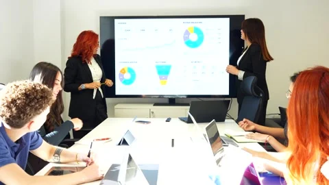 Business women presenting data analysis during a corporate meeting Stock Footage 340324949