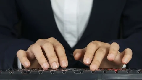 Business women's hands typing on computer keyboard Stock Footage 75331625