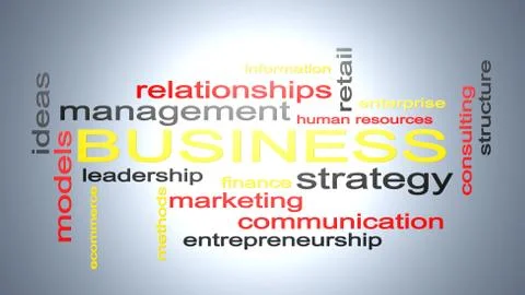 Business Word Cloud Text 3D Rendering Stock Illustration