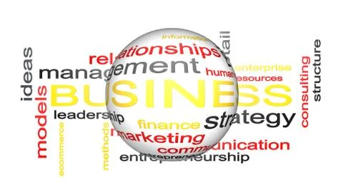 Business Word Cloud Text 3D Rendering Illustrazione stock
