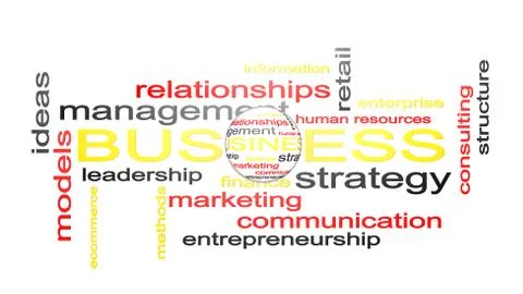 Business Word Cloud Text 3D Rendering Stock Illustration
