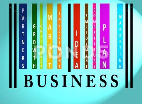 Business word on colored barcode Stock Illustration