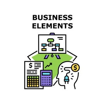 Business Work Elements Concept Color Illustration 스톡 일러스트