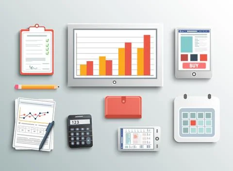 Business work elements Stockillustratie